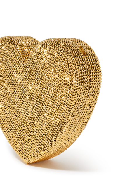 Heart Crystal-Embellished Clutch